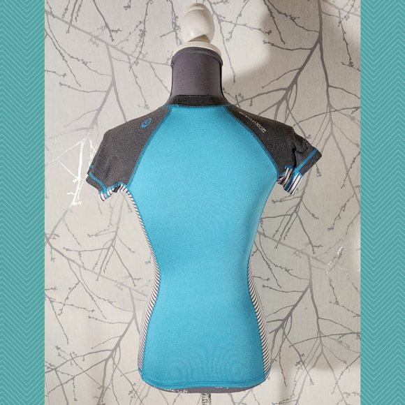 Rip Curl Blue Colorblock UPF50+ Crewneck Athletic Tee - Picture 3 of 4